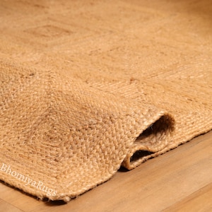 Gevlochten jute vloerkleed, rechthoekig boho-tapijt, aangepast formaat
