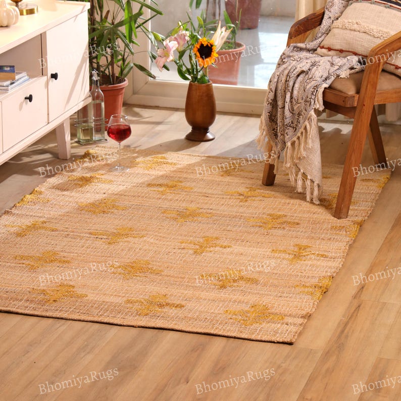 Handgefertigter Teppich aus Jute und Baumwolle im Boho-Stil Bild 6