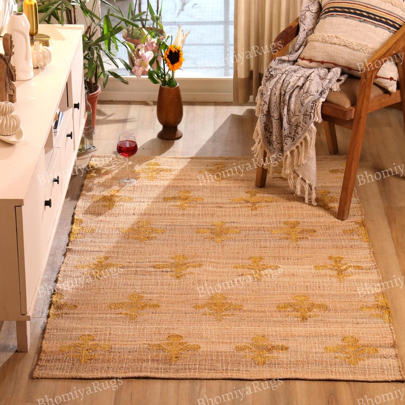 Handgefertigter Teppich aus Jute und Baumwolle im Boho-Stil Bild 14