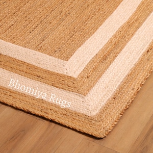 Handmade Braided Jute Rug – Natural White Boho Area Carpet