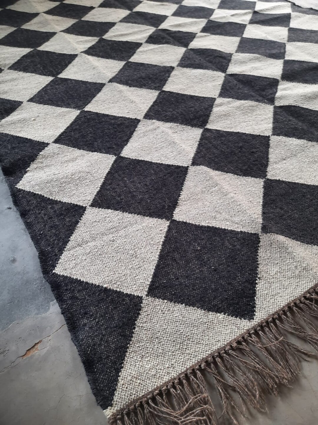Black Diamond Mosaic Area Rug Checkerboard Rug - Black White Rug ...