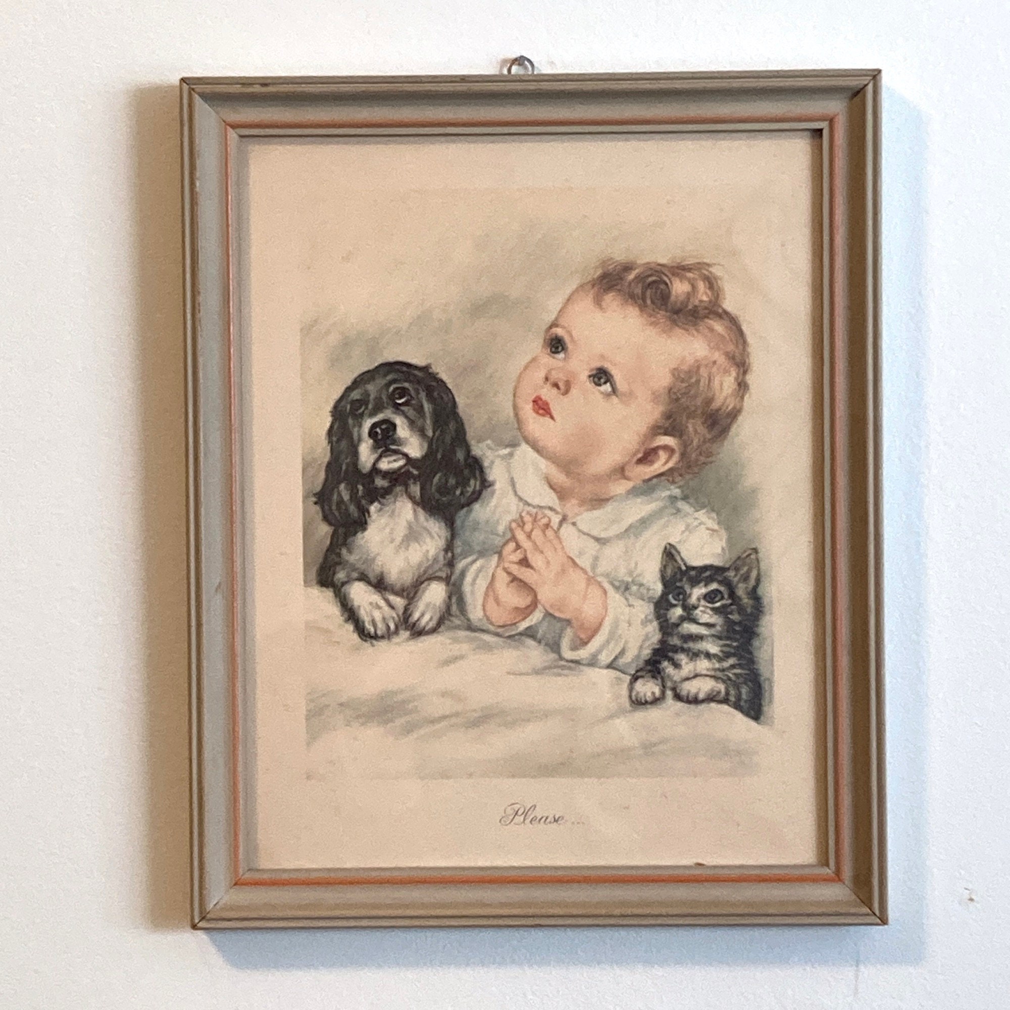 Praying Girl and Dog - Etsy