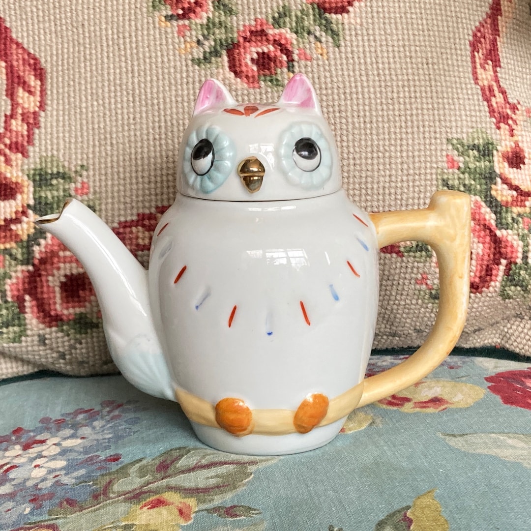Emson Ceramic Owl Teapot Vintage Single Serving Etsy