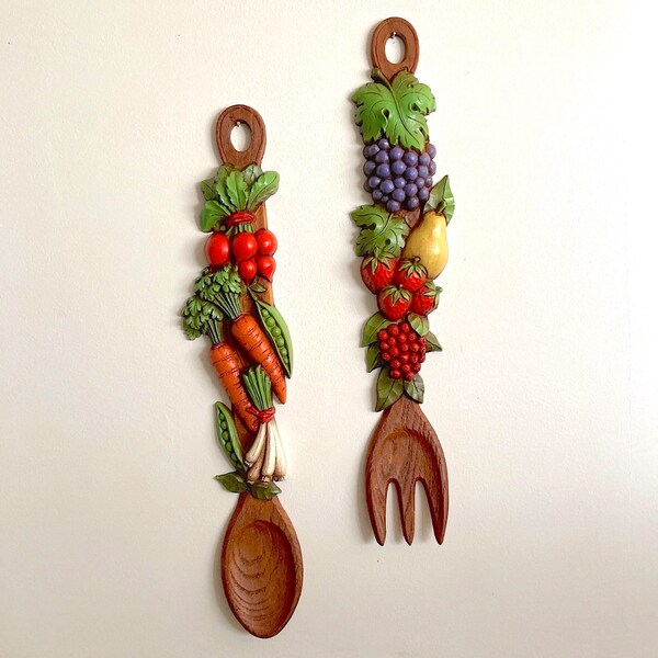 Syroco Spoon & Fork Set - Fruit and Vegetables Kitchen Wall Decor