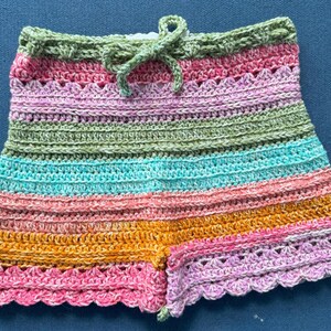 Crochet Beach Coverup Shorts - Rainbow
