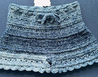 Crochet Beach Coverup Shorts - Shades of Blue