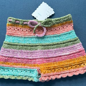 Crochet Beach Coverup Shorts - Rainbow