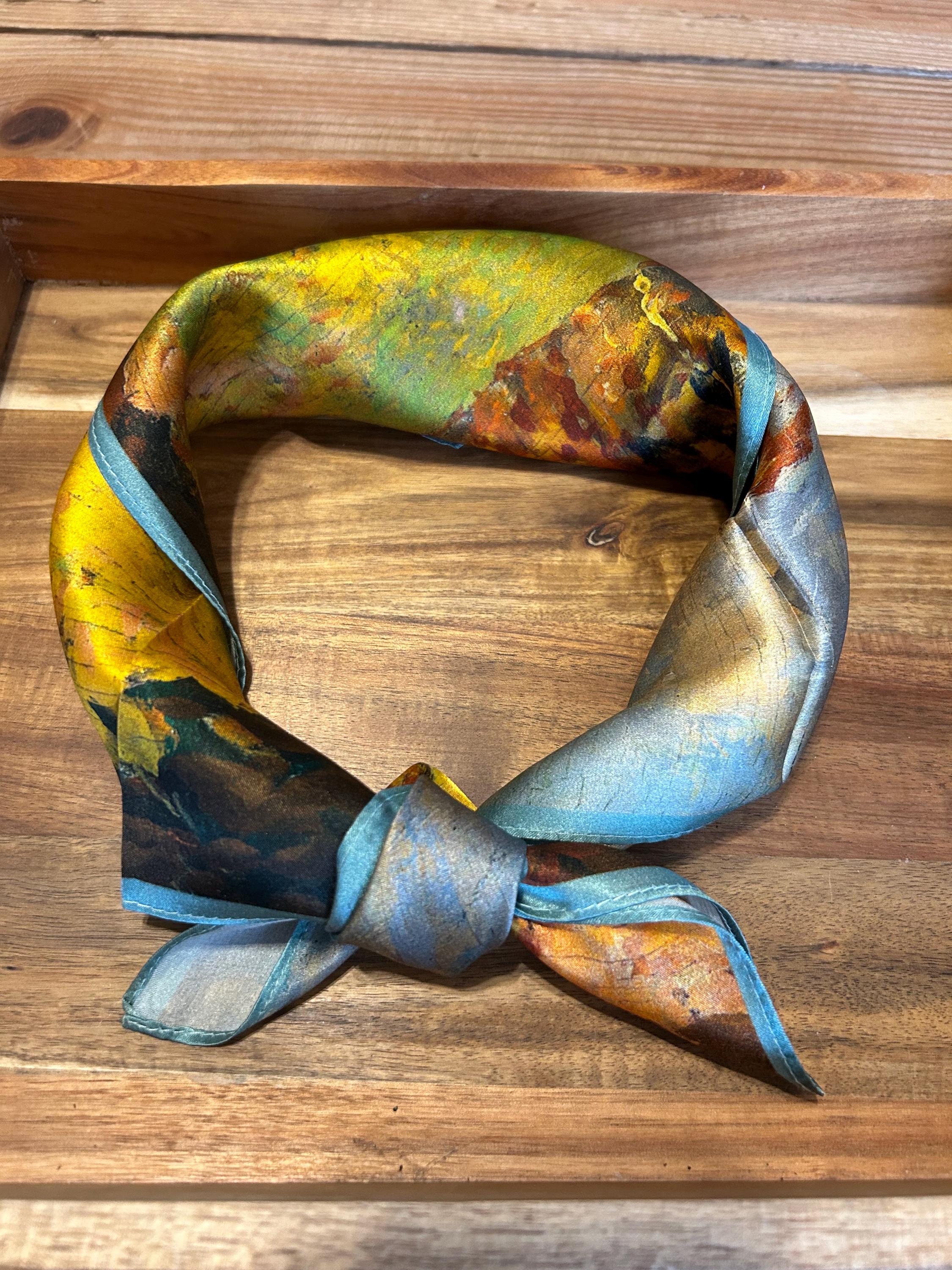 Mother Nature Mulberry Silk Neck Scarf Mulberry Silk Scarf: Blue Floral Neck Scarf, Hair Wrap (35  main image 3