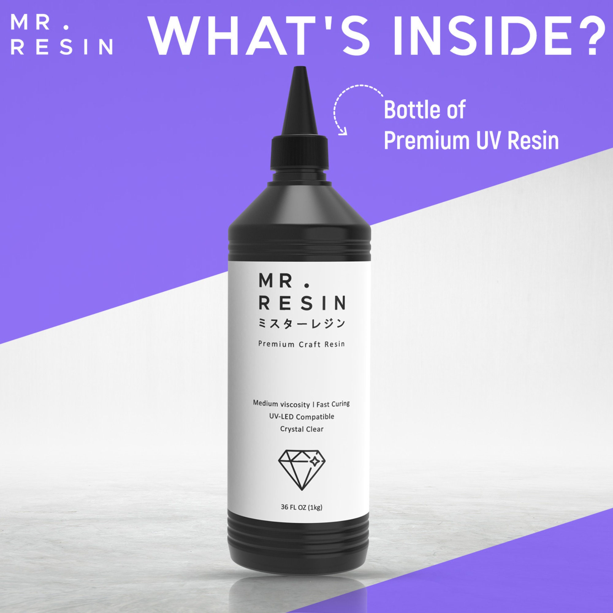 Mr.resin™ Original Craft UV Resin 17.6oz 500g Crystal Clear Hard
