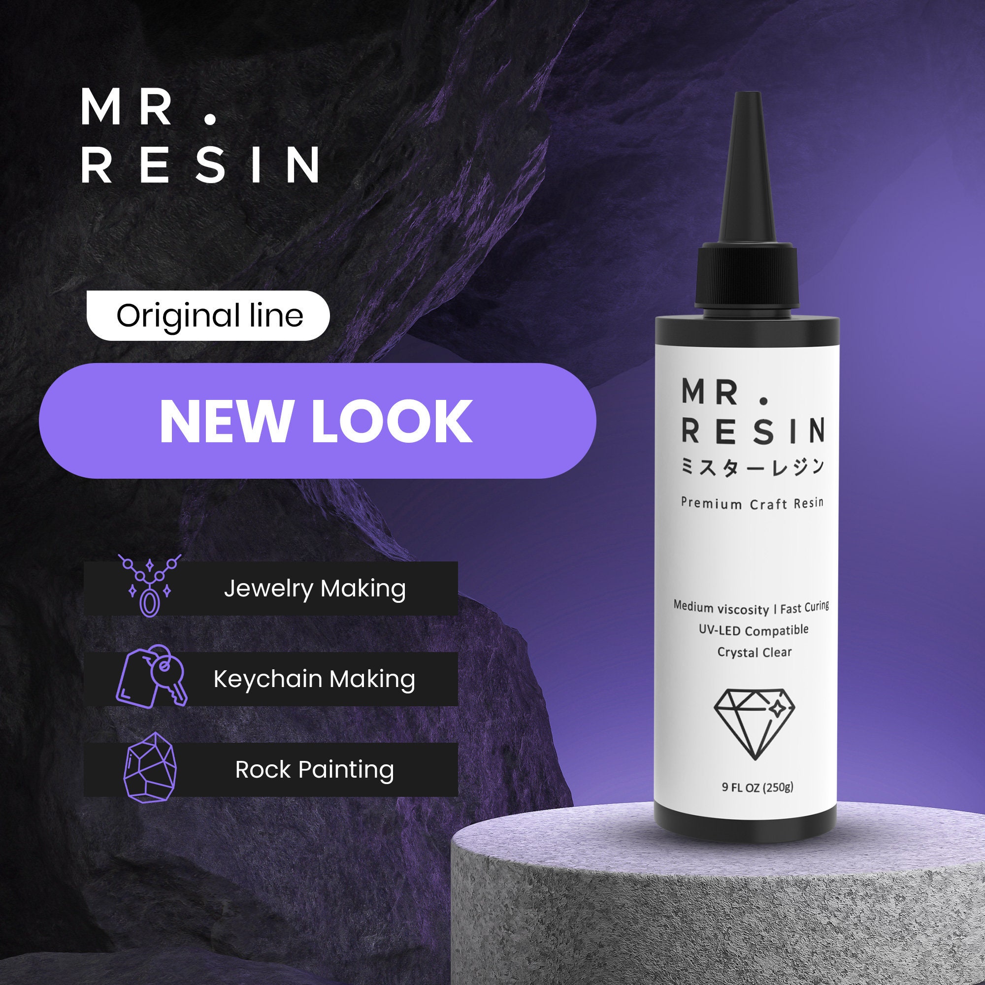 Mr.resin™ Original Craft UV Resin 17.6oz 500g Crystal Clear Hard Type UV  Resin for Jewelry Making, Rock Painting & More 
