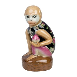 Cute Chinese Porcelain Monkey Figurine 10&quot;