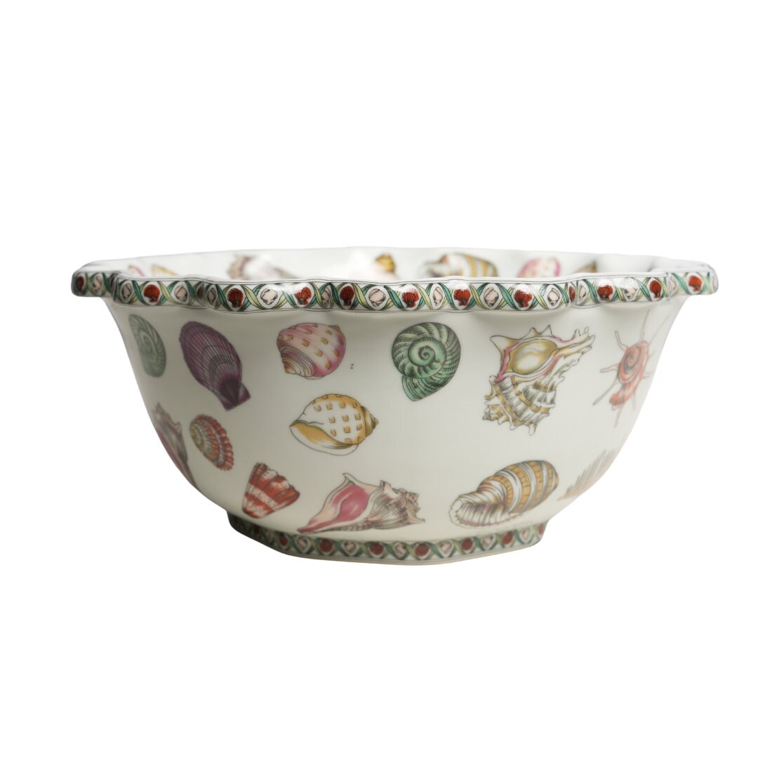Beautiful Porcelain Sea Shell Motif Nautical Scalloped Bowl 14 ...