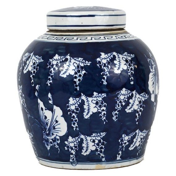 Blue & White Porcelain Ginger Jar - Butterflies Design Blue & White Porcelain Ginger Jar - Butterflies Design