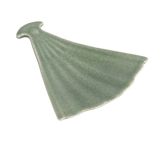 Celadon Crackle Porcelain Fan Tray
