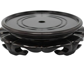 Dark Brown Lotus Style Round MDF Wooden Display Stand Base 2.5" - 12" Diameters