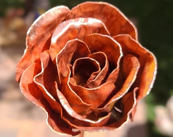 Copper Rose Bud *Forever Rose* - Large Bare Copper - FREE SHIP! - Rustic Decor Mothers Day Wedding Anniversary Reclaimed Metal Flower Art