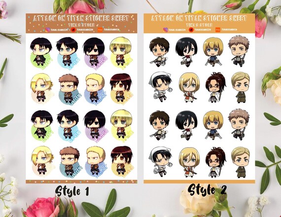 ATTACK ON TITAN Sticker Sheets | Etsy