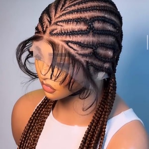 Ready to ship handmade full lace braided wig/ protective style wig/wig for black women .