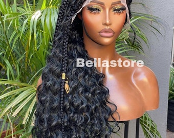 Ready to ship handmade Bella cornrow wig with accessories gift for black women.