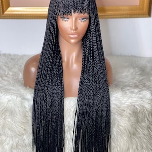 Ready to ship closure bang braided wig for black women.