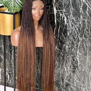 Ready to ship two toned closure braided wig for black women.