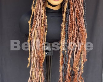 Full lace faux locs braided wig for black women.