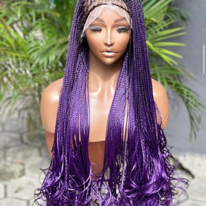 Ready to ship silky wavy frontal braided wig for black women.