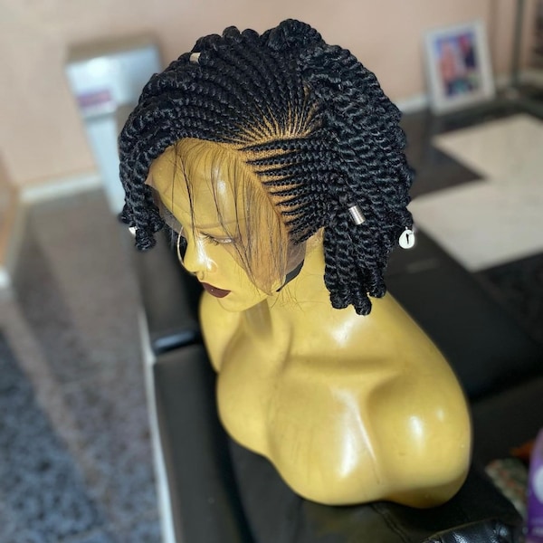 Ready to ship frontal cornrow braided wig for black women.