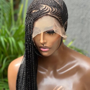 Ready to ship handmade cornrow braided wig, gift for black women.