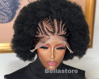Ready to ship handmade frontal unit kinky braids wig, gift for black women.
