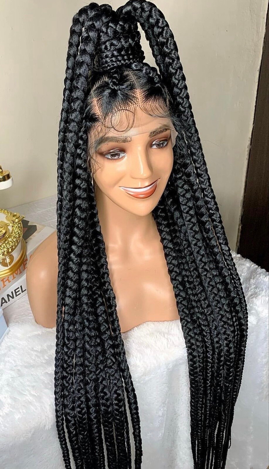 Ready to Ship Handmade Jumbo Full Lace Box Braided Wig Gift for Black