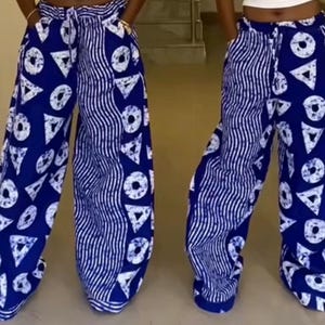 黒人女性向けのアフリカンプリントのパラゾズボンが完成しました。