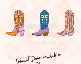 Western Hippie Cowboystiefel PNG-Datei für Sublimation, Western Hippie Cowgirl Stiefel png, Western png, Cowboystiefel png, Cowgirlstiefel png