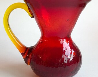 Blenko Crackle Glass Pitcher - Etsy