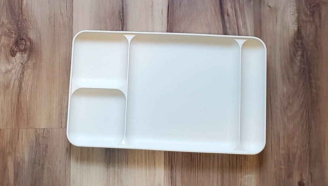 2 Tupperware Divided Stackable Trays Almond 15351 Etsy