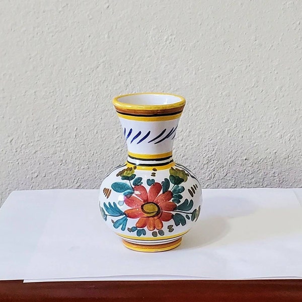VTG Migliori Firenze Floral Multi-Color Hand Painted Italian Pottery Bud Vase - A