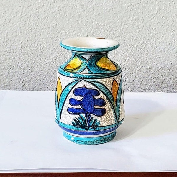 VTG Migliori Firenze Floral Multi-Color Hand Painted Italian Pottery Bud Vase - B