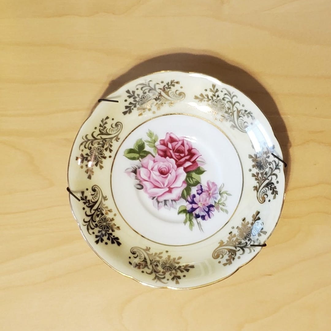 Vintage LM Royal Halsey Very Fine Saucer W/pink Roses Etsy