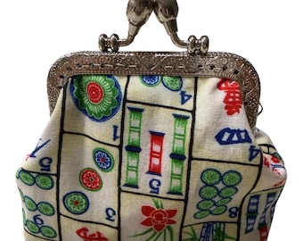 Vintage Mahjong Coin Purse | Kiss Lock Clutch Wallet | Made to Order | Handmade Retro Change Purse | Small Gift for Her