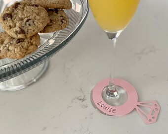 Diamond Ring Wine Glass Tags: Bridal Shower Drink Markers (Set of 30)