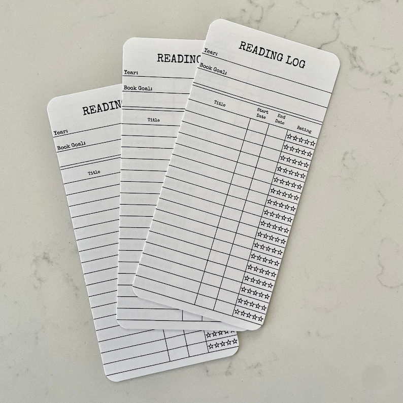 Retrieve Log Card Vintage Library Card Reading Log Bookmark: Goal Tracker, 3-pack - Etsy