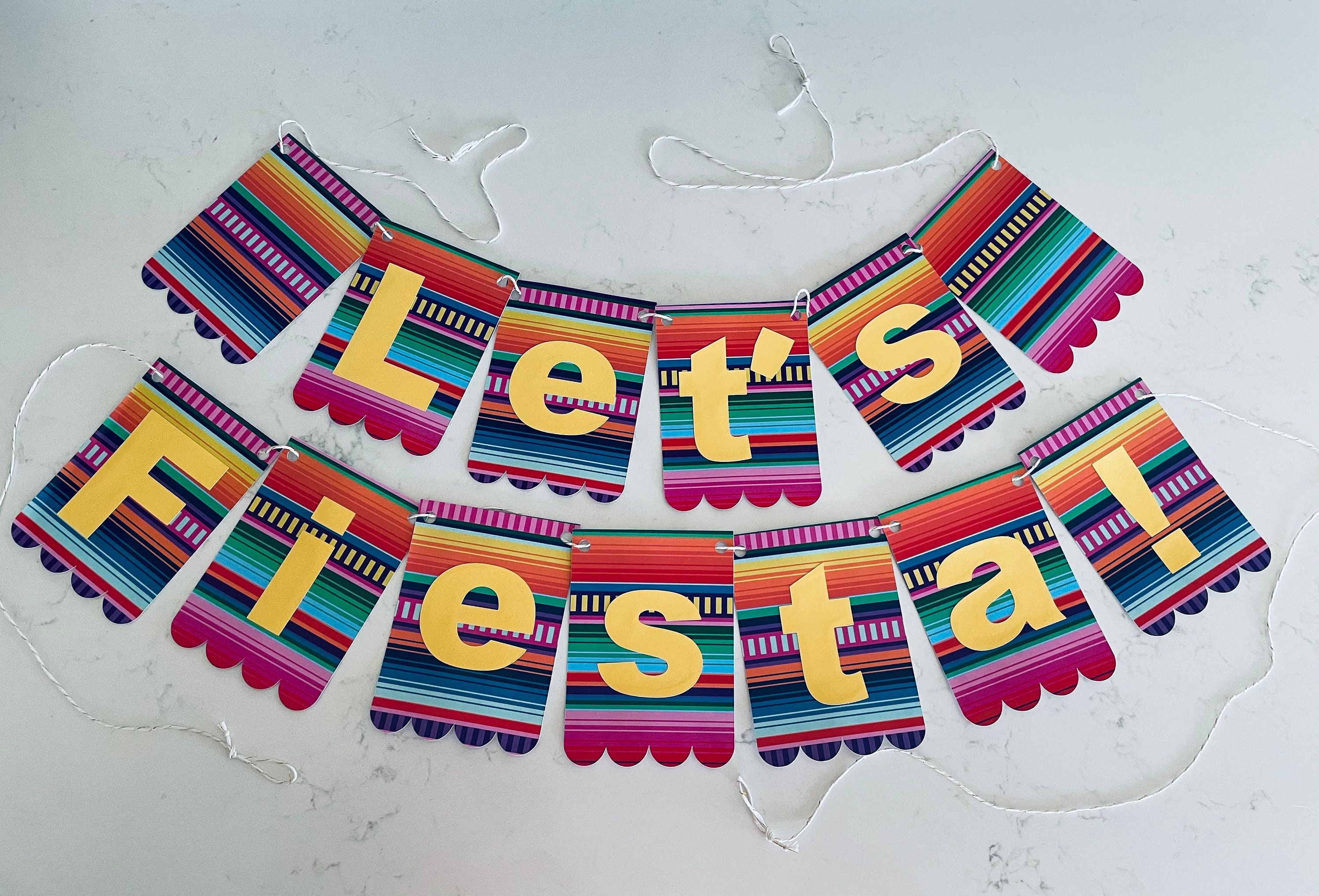 Lets Fiesta Banner, Birthday Party Banner, Taco Birthday, Fiesta ...