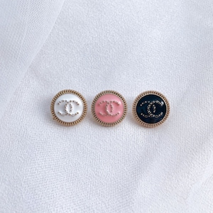 Set of 3 - Vintage Designer Black White Pink Button 20mm