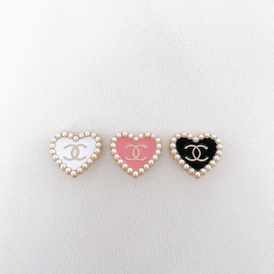 Vintage Designer Black White Pink Button 20 x 20mm
