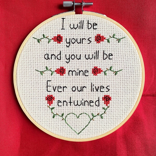 Mumford & Sons Rose of Sharon Song Lyrics 6-Inch Wooden-Framed Cross Stitch | Gift | Wall  Decor | Love | Valentine | Birthday | Christmas