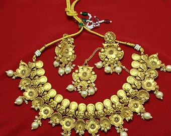 Rajwadi necklace/Choker set in floral design for wedding/engagement and party jewelry set