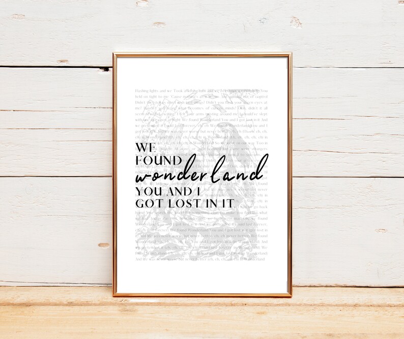 Wonderland Lyric Print, Taylor Swift Lyric Poster, 1989 Album Art ...
