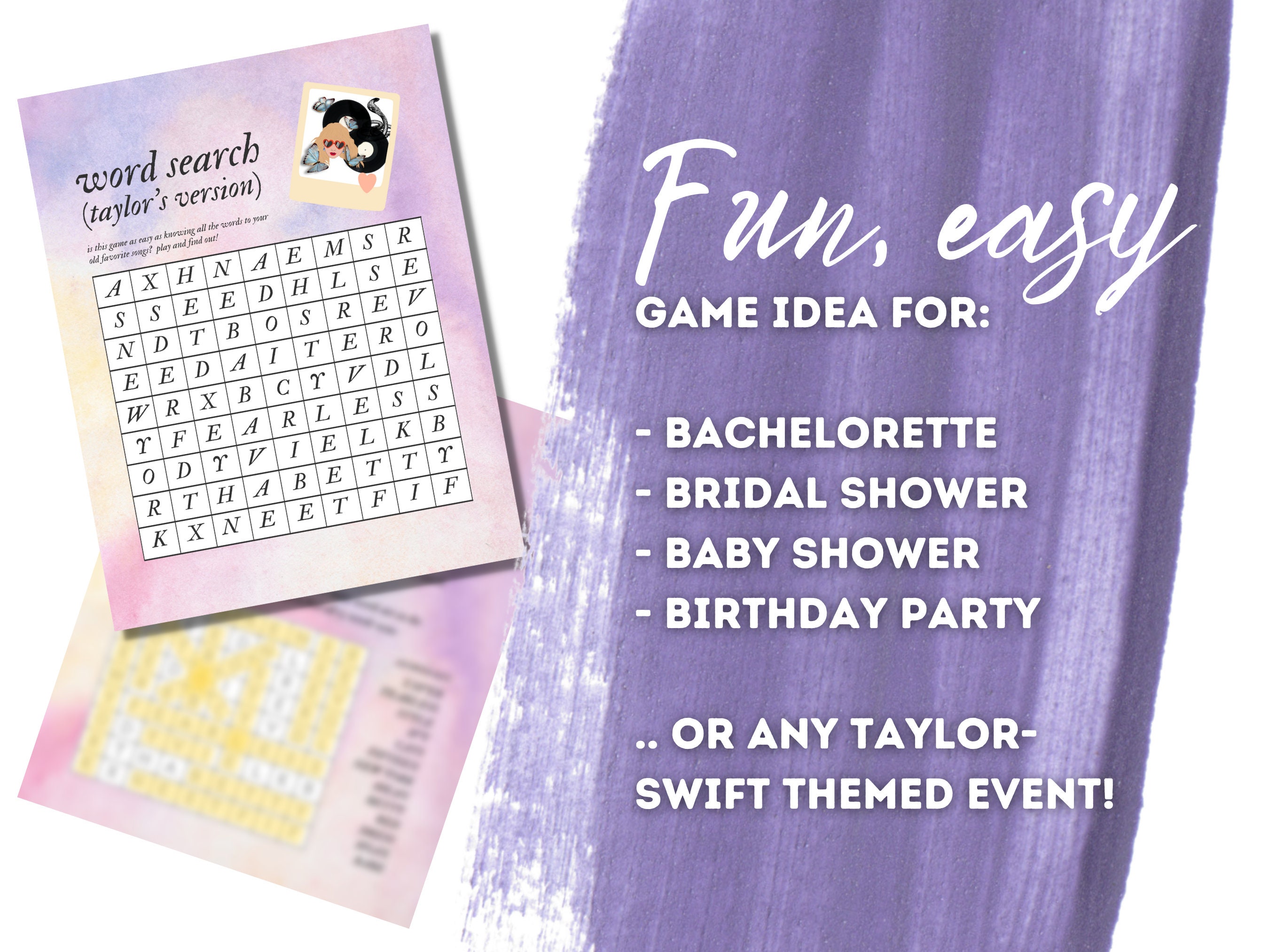 Taylor Swift Word Search Game Instant Download Themed Etsy Australia