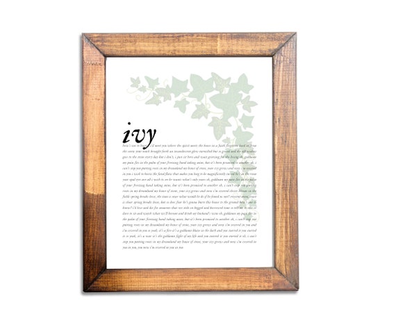 Ivy Lyric Print, Taylor Swift Printable, Evermore Album Art