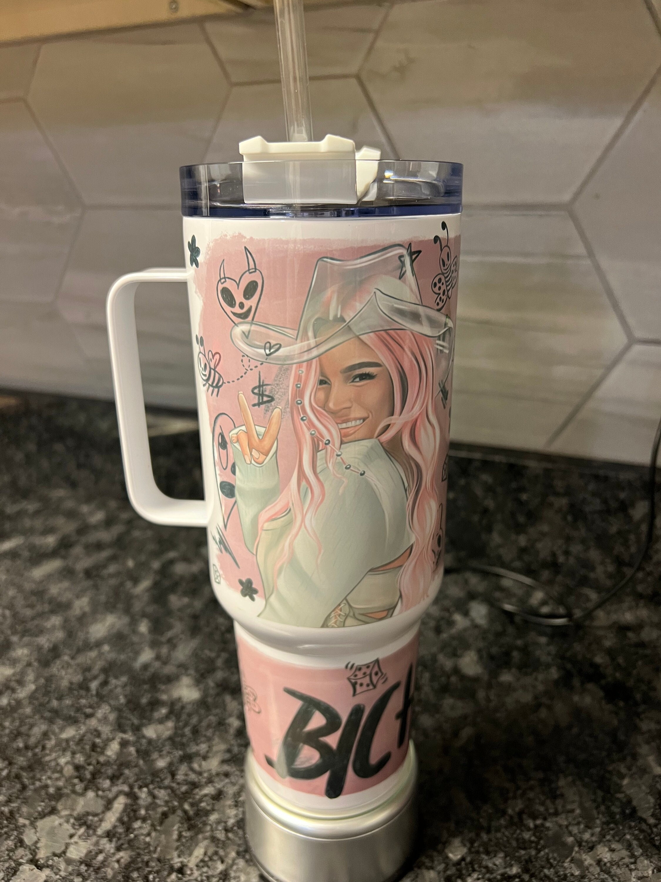 Custom 40oz Karol G Bichota Floral Stanley Dupe Baby Blue Tumbler for Sale  in Los Angeles, CA - OfferUp